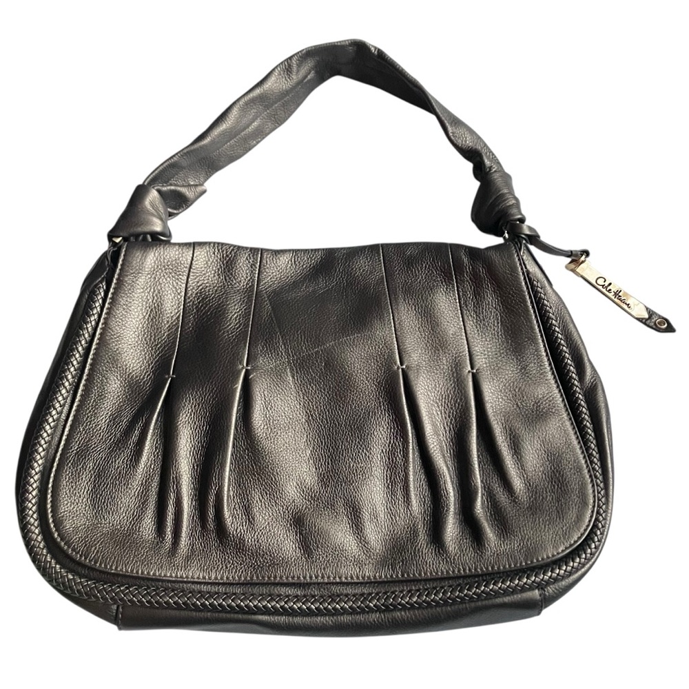COLE HAAN bronze metallic buttery leather knot strap shoulder bag